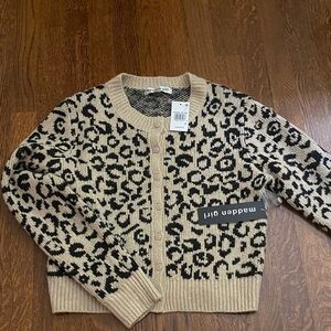 Madden Girl Animal Print Cardigan - Beige and Black